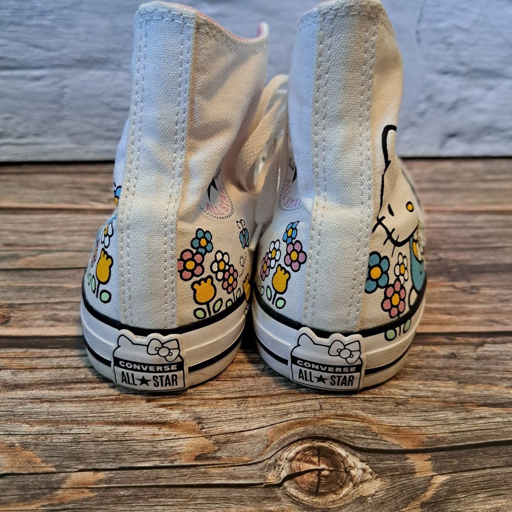 Converse Chuck Taylor All Star Hello Kitty High Top White Floral Sneakers Womens - Picture 6 of 10